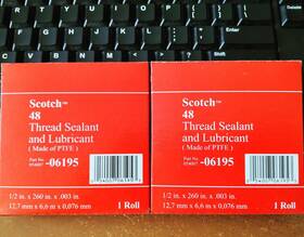 06192 3m 2 Scotch Thread Sealant .25 Inch X 260 Tape Plumbing #48 Rolls P/n