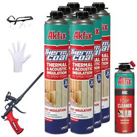 Akfix 767023857478 Thermcoat Spray Foam Insulation Kit 120 Board Feet - Wall And Attic Insulatio