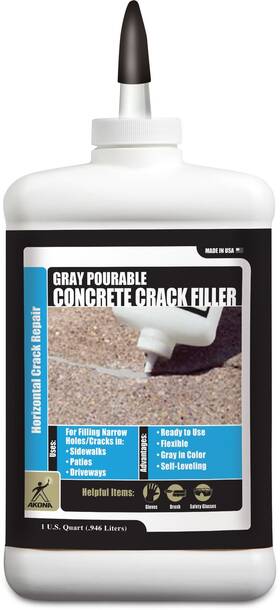 102638 Akona Pourable Gray Concrete Crack Filler 1-quart Seals Gaps 1/4 Inch Wide To Deep