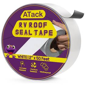 Atack 720310448858 Roof Seal Tape White 2 Inch X 50 Foot Weatherproof Rv Rubber Patch Fo