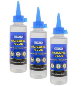 02030 Bazic 3 Silicone Glue Clear Adhesive Sealant Crack Resistant Waterproof 3.38 Oz