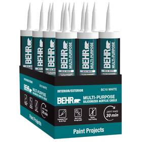 Behr 711181102901 Multi-purpose 10.1 Fl. Oz. White Siliconized Acrylic Latex Caulk 12-pack