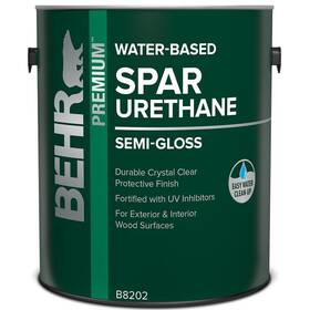 B820201 Behr Premium 1 Gal. Semi-gloss Clear Water-based Interior/exterior Spar Urethane Wood Sealer