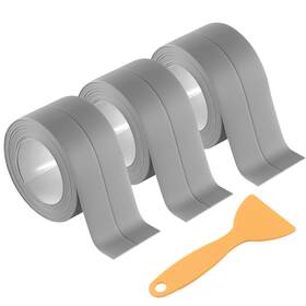 Ctape08-3grey-38mm-3.2m Boguish 3 Rolls 10.5 Feet Caulk Tape Waterproof Sealing Self Adhesive Caulking Seala
