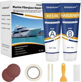 Gb-017 Brand Globalcom Fiberglass Boat Repair Kit White Gel Coat For