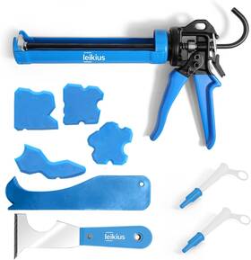 Lk-cg818 Brand Leikius Pro Caulk Gun Kit Heavy Duty Silicone Caulking Thrust Ratio 9inch Blue