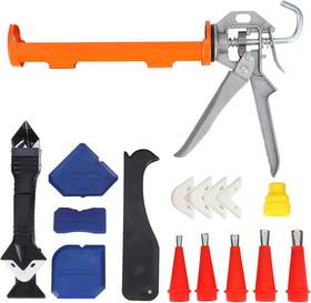 Zyk-24 Brand Zyklonix Caulking Gun Kits For 10 Oz Caulk Tubes Replaceable Nozzles Medium Orange