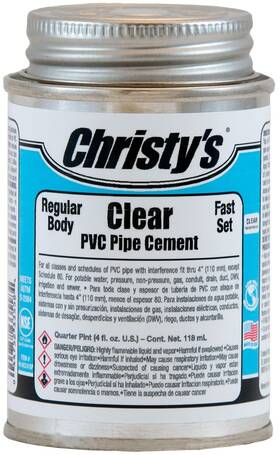 Christys 044752335584 Clear Pvc Cement - Regular Body Fast Set Low-voc 1/4 Pint 4 Fl Oz