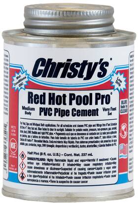 Christys 044752336505 Red Hot Pool Pro Pvc Cement - Medium Body Very Fast Set Low-voc 1/2 Pint
