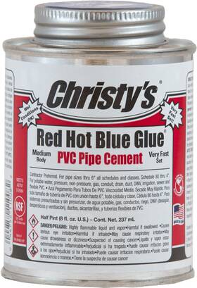 505197 Christys Red Hot Blue Glue Pvc Cement - Medium Body Very Fast Set Low-voc 1/2 Pint