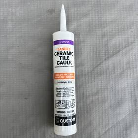 62243 Custom Building Products 62243/381 Sanded Ceramic Tile Silicnized Caulk Bright White Color Use For Tubs Sink