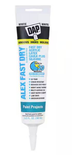 18436 Dap 3 Pack Alex Fast Dry 5.5 Oz. White Acrylic Latex Plus Silicone Caulk