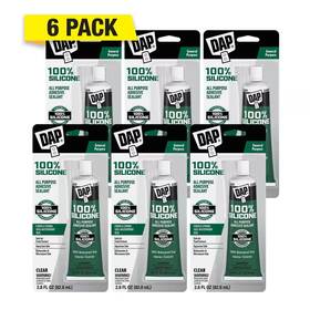 Dap 705353392443 100% Silicone 2.8 Oz. Clear All Purpose Adhesive Sealant 6-pack