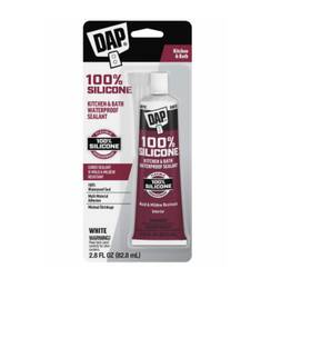 7079800950 Dap 100% Silicone Rubber Kitchen Bath And Plumbing Sealant 2.8 Oz White