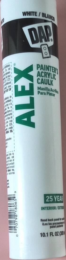 7079818603 Dap Alex Painters Acrylic Caulk White 10.1 Fl Oz 25 Year Interior Exterior