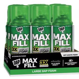 7565030100 Dap 6 Pack Max Fill 12oz 3x Expanding Large Gap Foam Sealant Off White