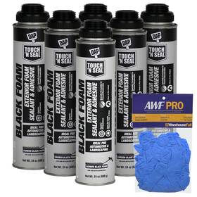 Dap 850069282011 Touch N Seal Gun Foam Sealant Black - 24 Oz 6-pack With Bonus Gloves