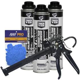 Dap 850069282035 Touch N Seal Gun Foam Sealant Black - 24 Oz 3-pack With Gloves And Applicator