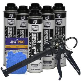 Dap 850069282042 Touch N Seal Gun Foam Sealant Black - 24 Oz 6-pack With Gloves And Applicator