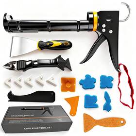Doiaz 712490638730 Caulk Gun Kit With Remover Tool - Smooth Silicone Caulking Set For