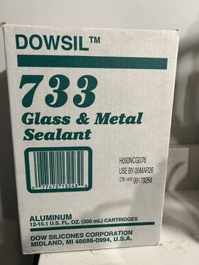 13243 Dow Corning Dowsil 733 Aluminum Glass And Metal Rtv Sealant 10.1 Oz. Ea. Lot Of 12
