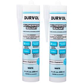 Durvol 727238970942 Weatherproof Sealant Indoor Outdoor Waterproof Caulking Seal 2-pack White