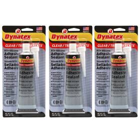 Dynatex 025964492043 Rtv Clear Silicone Sealant 3 Oz Tube - Transparent Waterproof 3-pack