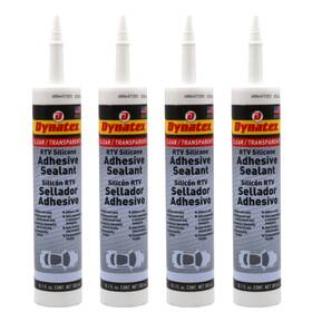 Dynatex 025964492944 Clear Silicone Sealant 10.1 Oz Caulk Tube - Waterproof 4-pack