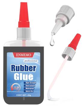 En01 Enmemo 2-in-1 Black Rubber Glue With Brush Applicator And Nozzle Instant Bond Inch
