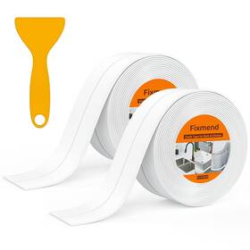 Ftc05-02 Fixmend White Caulk Tape Waterproof Self Adhesive 2 Rolls Toilet Sealant