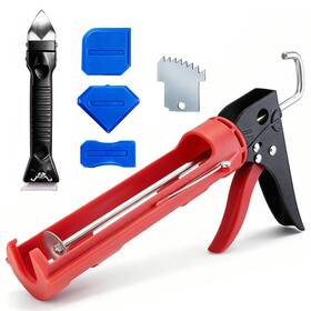 25005 Fletrix Caulk Gun Kit Caulking No Drip With 3 Silicone Tool And Red
