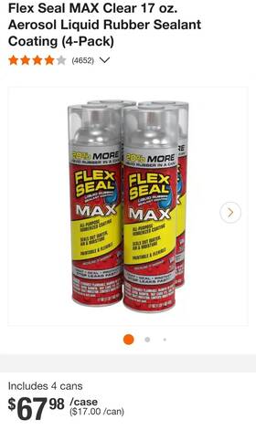Flex Seal 187721601675 Max Clear 17oz Liquid Spray 4 Pack Case 17 Oz 68 Total