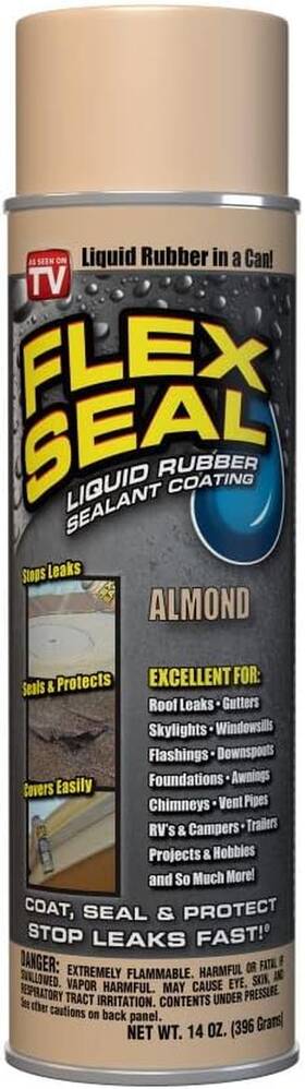 Flex Seal 445020670681 14 Oz Almond Stop Leaks Instantly Waterproof Rubber Spray On Seala