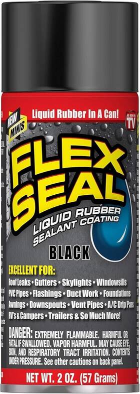 Flex Seal 852639008670 Mini Black Stop Leaks Instantly Waterproof Rubber Spray On Sealant 2oz