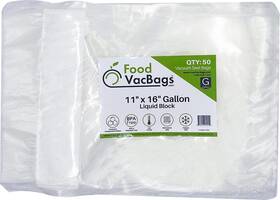 461116 Foodvacbags 50 - 11 X 16 Liquid Block Gallon Vacuum Sealer Moisture Dam Barrier