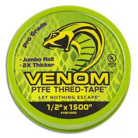 Gasoila 686081000469 Venom Pro-grade Ptfe Thread Tape Jumbo 1/2 Inch X 1500 Roll Professional-grad