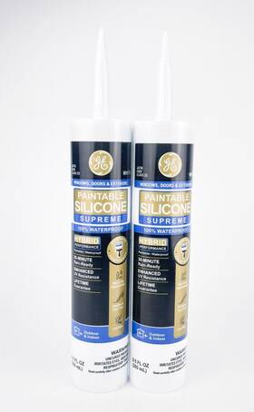 0287 Ge White Paintable Silicone Supreme Window Door Sealant 9.5oz Lot Of 2