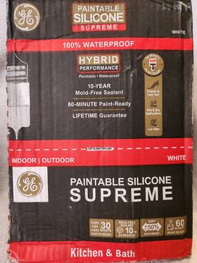 Ge 028756957676 Paintablesilicone Supreme 9.5oz White Kitchen&bath Caulk Hybrid Performance 12pk