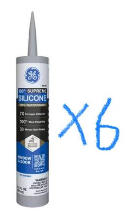 2821639 Ge Case Of 6 Supreme Silicone Caulk 10.1 Oz Window And Door Sealant Gray