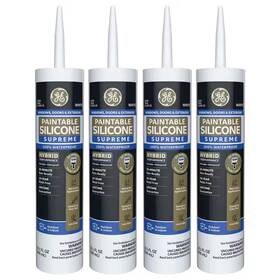 4-pac Ge 313038082048 9.5 Oz. White Paintable Silicone Supreme Exterior Window And Door Sealant
