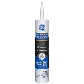 Ge 313103751756 Supreme Silicone Caulk 10.1 Oz Window And Door Sealant White