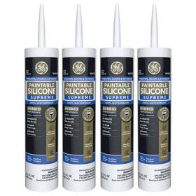 4-pac Ge 445023682605 9.5 Oz. White Paintable Silicone Supreme Exterior Window And Door Sealant