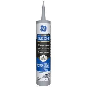 Ge 711181589726 Supreme Silicone Caulk 10.1 Oz Window And Door Sealant Gray