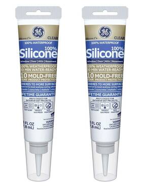 1595685 Ge Momentive Performance Materials Ge500 Silicone 2 Window And Door Caulk 2.8 Fl Oz. Squeeze Clear 2- Pack