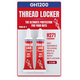 Gh1200-6 Gh1200 860009482180 Gram X 2 Pack Red Thread Lock Strong Strength For Nuts Bolts And