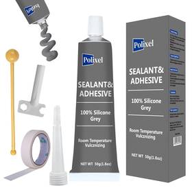 Global Corp 313043081074 Gray Rtv Silicone Sealant Adhesive 100% High Temperature Caulk Waterpro