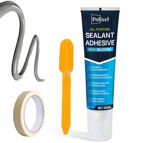 Global Corp 744110258066 Gray Rtv Silicone Sealant Adhesive 100% Waterproof Caulk For Bathroom Kitchen