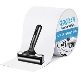 Gociean 445003564594 Rv Roof Tape White With Rubber Roller Upgraded 6 Inch X 50 Feet Sealant