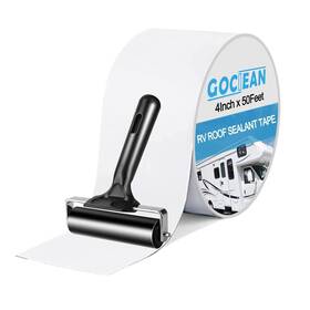 Gn012b-4in Gociean Rv Roof Tape White With Rubber Roller Upgraded 4 Inch X 50 Feet