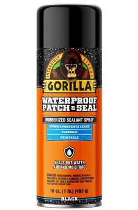 0104052 Gorilla Waterproof Rubberized Sealant Coating Spray Black Flexible Paintable 16 Oz